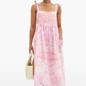Like new Juliet Dunn floral embroidered tie-dyed midi dress